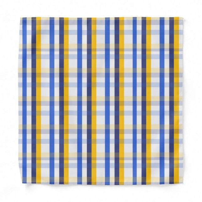 Blue, yellow and white plaid bandana (Front)