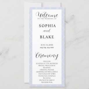 Blue, Yellow and White Plaid Wedding Program