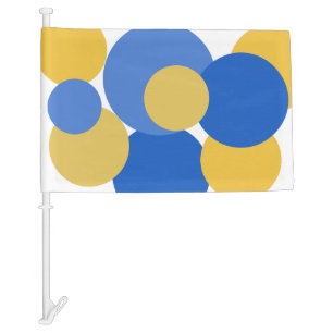 Blue, Yellow and White Polka Dots Car Flag