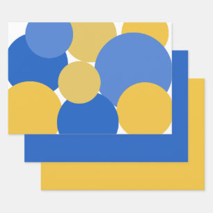 Blue, Yellow and White Polka Dots  Wrapping Paper 