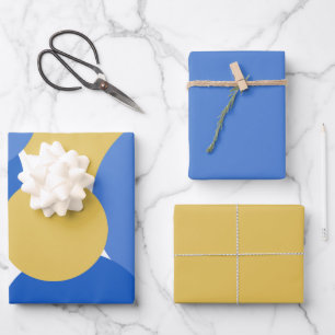 Blue, Yellow and White Polka Dots  Wrapping Paper Sheets