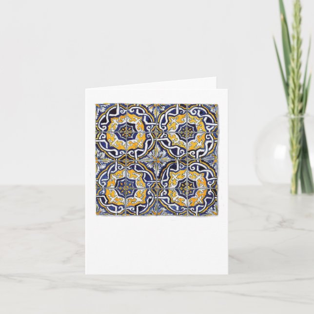 Blue, Yellow and White Portuguese Tiles Card (Front)