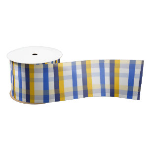 Blue, Yellow and White Satin Ribbon