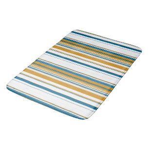 Blue Yellow and White Stripes Bath Mat