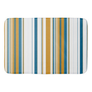 Blue Yellow and White Stripes Bath Mat