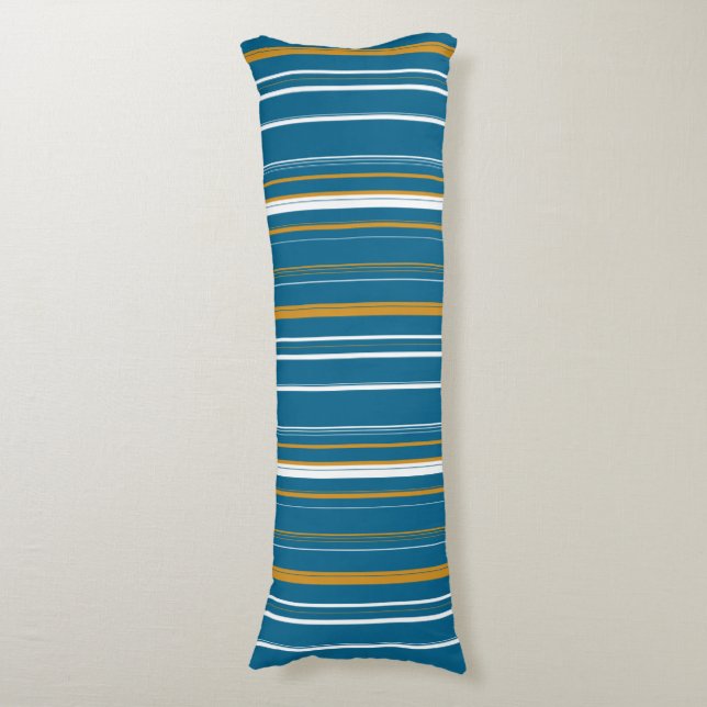 Blue Yellow and White Stripes Body Pillow (Front Vertical)