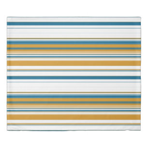 Blue Yellow and White Stripes Duvet Cover