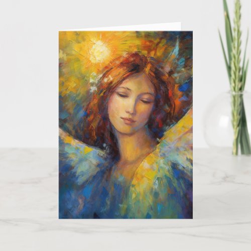 Blue Yellow Angel Glows All Occasions Card