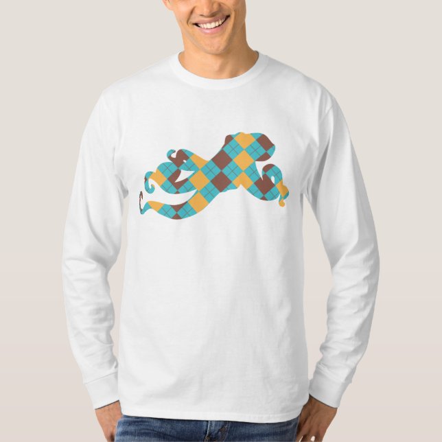 Blue & Yellow Argyle Octopus T-Shirt (Front)