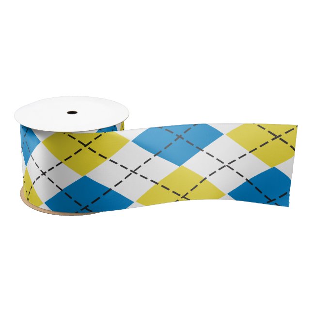 Blue & Yellow Argyle Ribbon (Spool)