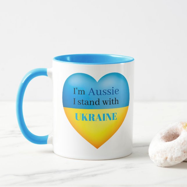 Blue Yellow Australian I Stand with Ukraine Mug (With Donut)