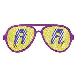 Blue Yellow Aviator Party Shades, Purple Sunglass Sunglasses
