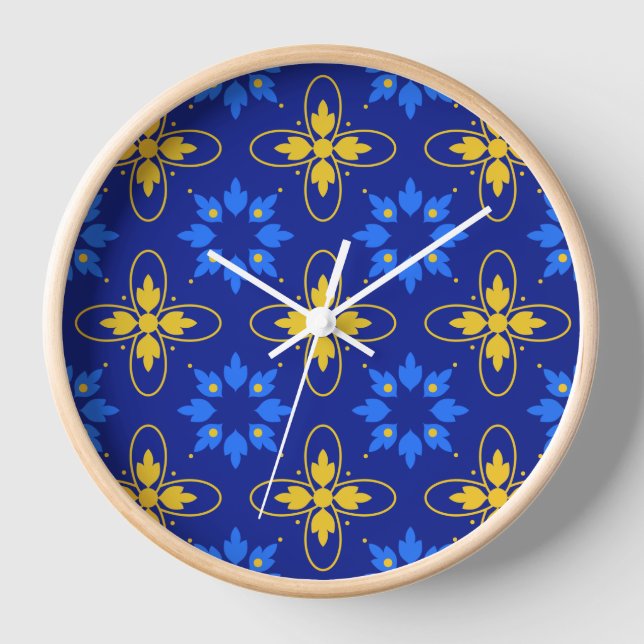 Blue & Yellow Azulejo clock  (Front)