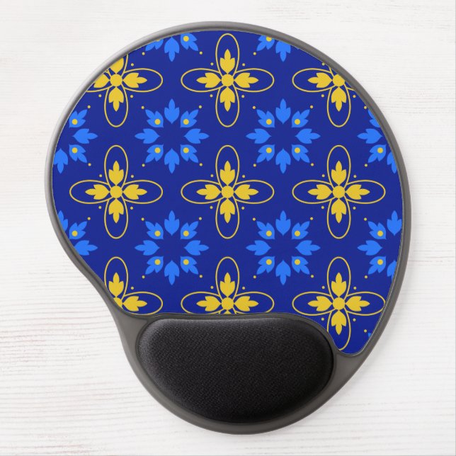 Blue & Yellow Azulejo  Gel Mouse Pad (Front)