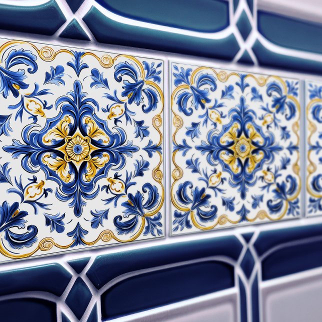Blue & Yellow Azulejo Talavera Ceramic Tile (Creator Uploaded)