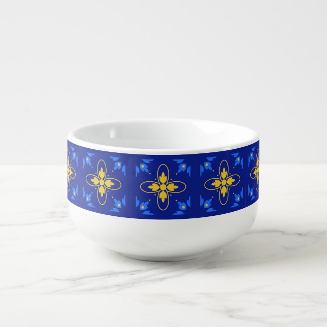 Blue & Yellow Azulejos Soup Mug (Front)