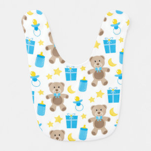 BLUE & YELLOW BABY BOY TEDDY BEAR GIFTS  BIB