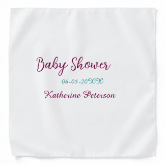 Blue yellow baby shower name date animal ear cute bandana