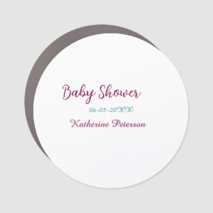 Blue yellow baby shower name date animal ear cute car magnet