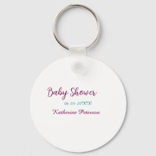 Blue yellow baby shower name date animal ear cute  keychain