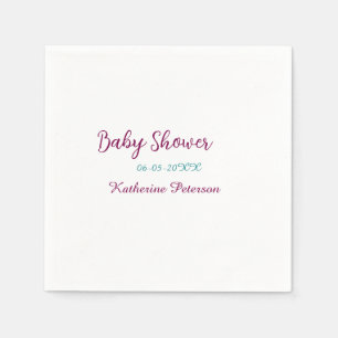 Blue yellow baby shower name date animal ear cute napkins
