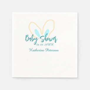 Blue yellow baby shower name date animal ear cute  napkins