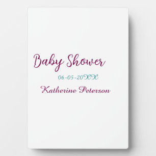 Blue yellow baby shower name date animal ear cute plaque