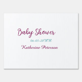 Blue yellow baby shower name date animal ear cute sign