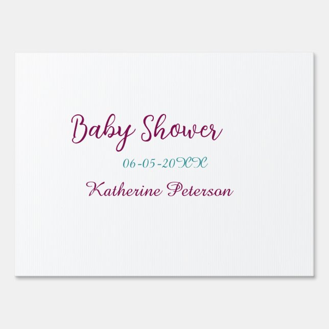Blue yellow baby shower name date animal ear cute  sign (Front)