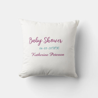 Blue yellow baby shower name date animal ear cute throw pillow