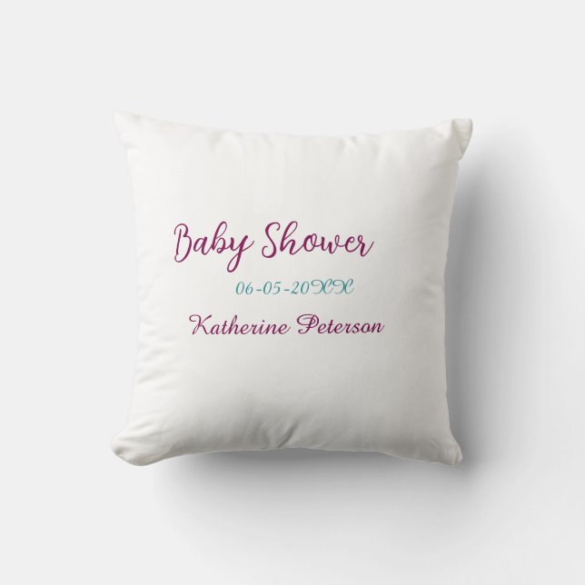 Blue yellow baby shower name date animal ear cute  throw pillow (Front)