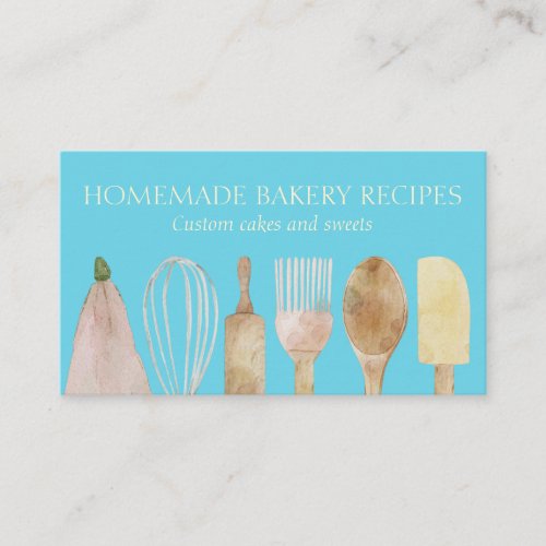 Blue yellow Bakery pastry chef utensils Cooker Business Card