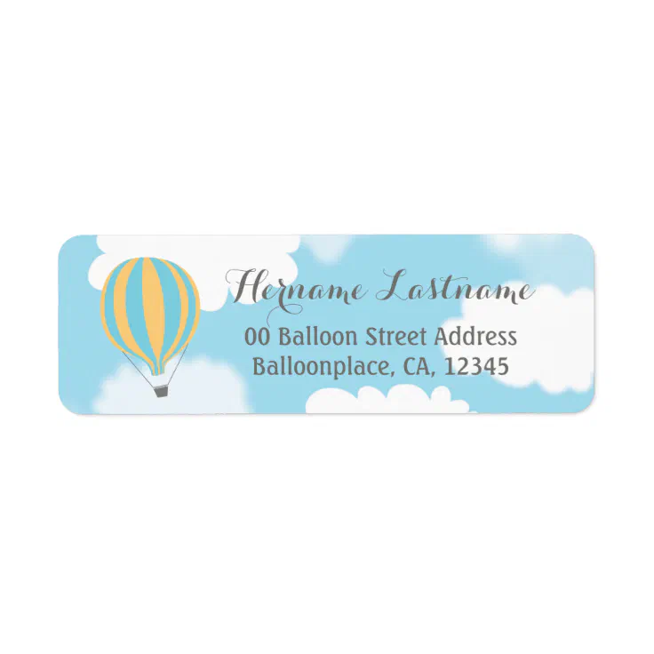 Blue Yellow Balloon Sky Return Address Labels | Zazzle