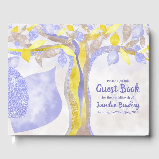 Blue, Yellow Bat Mitzvah Guest Book (Front)