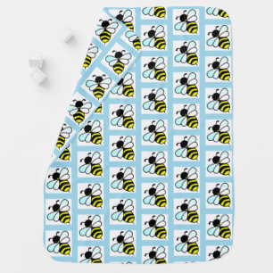 Blue Yellow Bees Cute Animals Baby Boy Reversible Blanket