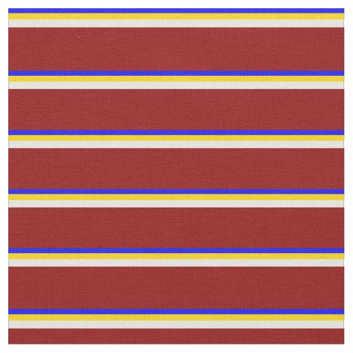 Blue, Yellow, Beige & Dark Red Lined Pattern Fabric