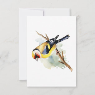 Blue Yellow Bird Funeral Thank You, Sympathy Note Card