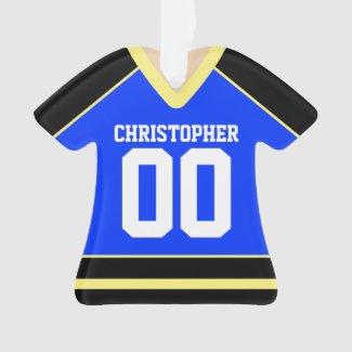 Blue/Yellow/Black Custom Hockey Jersey Ornament