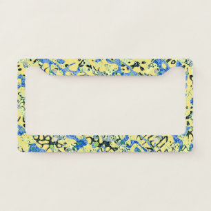 Blue Yellow Black Spotted Graphic Abstraction License Plate Frame