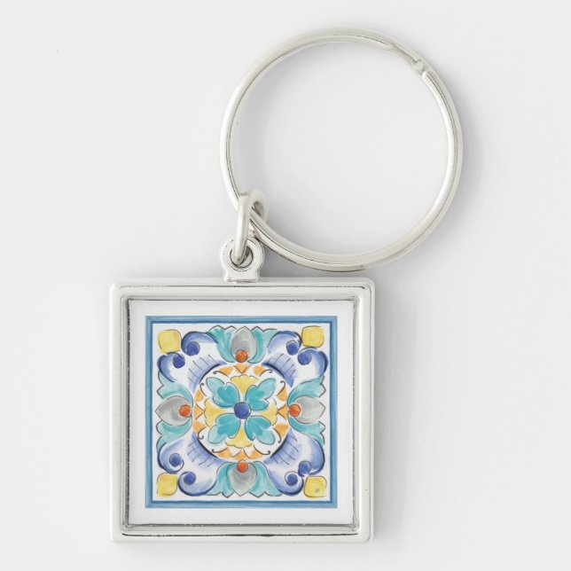Blue & Yellow Bloom Keychain (Front)