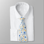 Blue Yellow Boho Floral Groomsmen Groom Wedding  Neck Tie<br><div class="desc">An elegant blue and yellow floral tie for your groomsmen and groom to match the wedding party.</div>