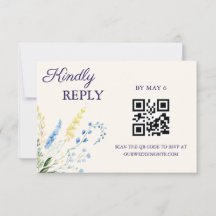 Blue & Yellow Botanical Wedding RSVP Card