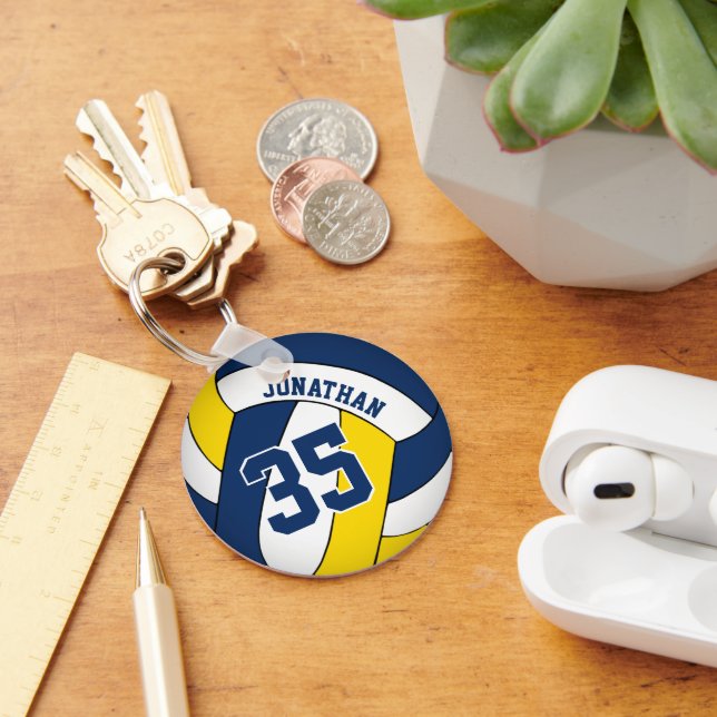 blue yellow boys jersey number volleyball keychain (Desk)