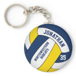 blue yellow boys' team name volleyball keychain