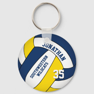 blue yellow boys team name volleyball keychain