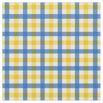 Blue & Yellow Bright Summer Gingham Plaid/ Tartan Fabric by LifeOfRileyDesign at Zazzle