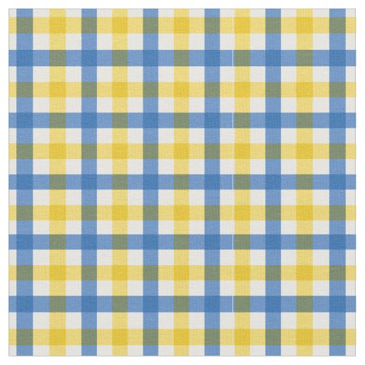 Blue & Yellow Bright Summer Gingham Plaid/ Tartan Fabric