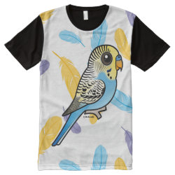 Customizable Blue & Yellow Budgie Men's American Apparel All-Over Printed Panel T-Shirt