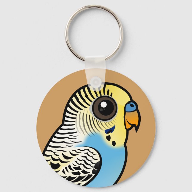 Blue & Yellow Budgie Keychain (Front)