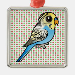 Customizable Blue & Yellow Budgie Premium Square Ornament
